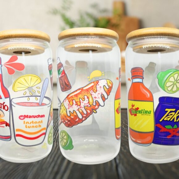 Mexican Snack 16oz Libbey Glass Cup Beer Can Cup - Picture 1 of 1